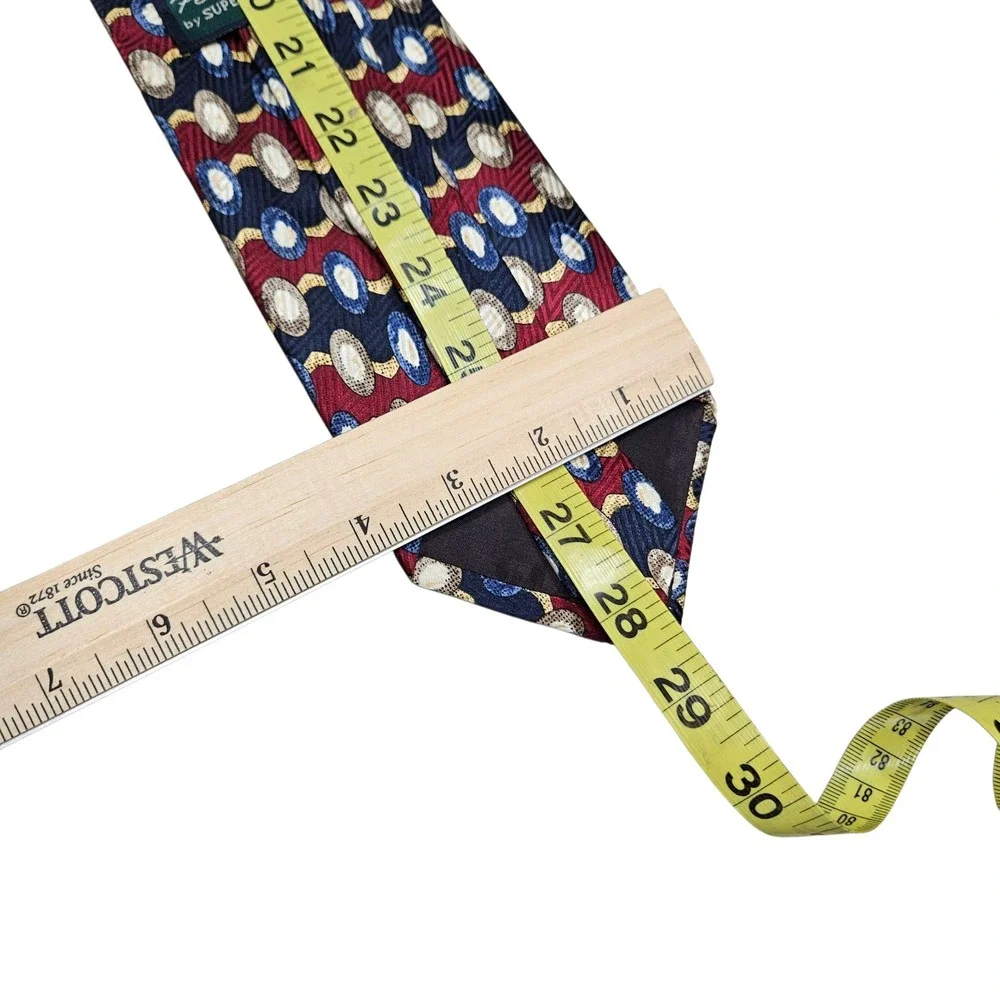 Peter‎ Thomas by Superba Necktie Silk Geometric Pattern Red Blue Gold Men's